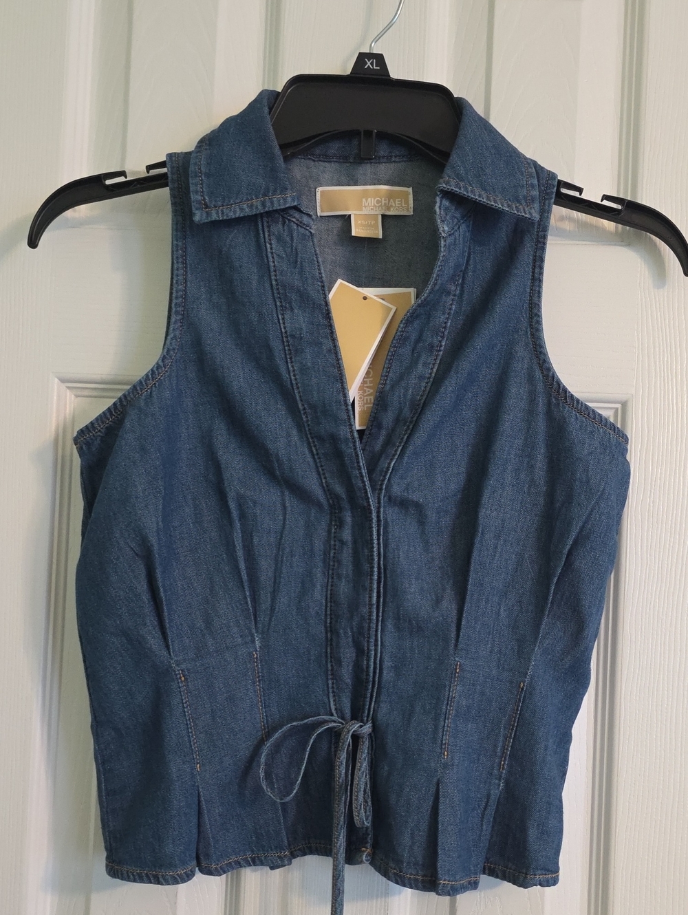MICHAEL Michael Kors Denim Drawstring Sleeveless Vest - Blue